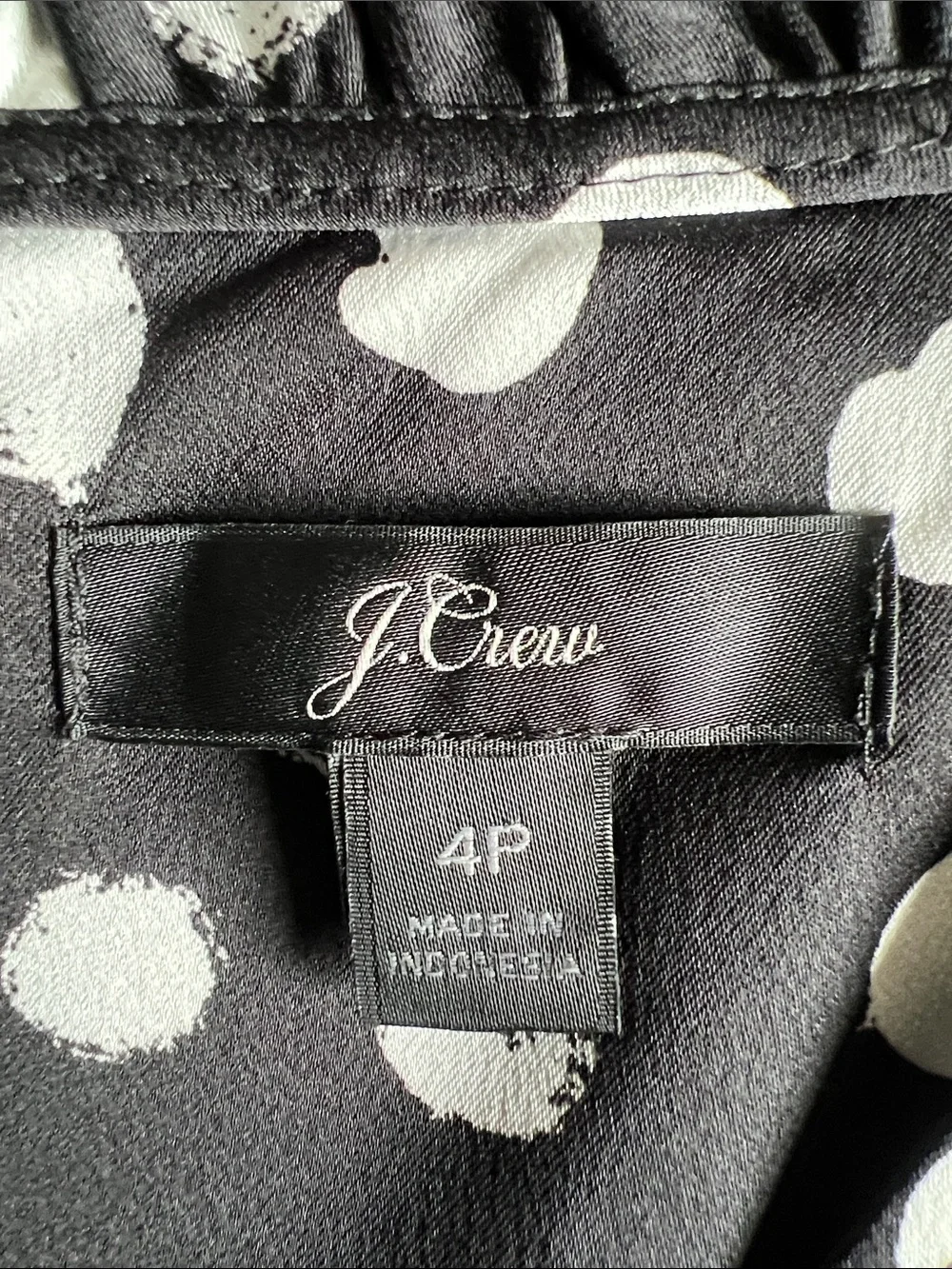 J. Crew Black & White Polka Dot Long Sleeve Blouse